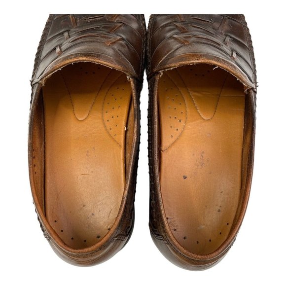 French Shriner Avalon Dress Shoe Mens Size 10 Loafer Slip On Woven Brown Leather - Picture 8 of 14